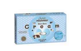MAXTRIS CONFETTI BON BON CREAM CIOCCOLATO BIANCO COLORE CELESTE GR. 900