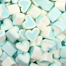 BULGARI MARSHMALLOW ESTRUSO CUORI MIX BIANCHI E AZZURRI KG. 1