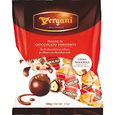 VERGANI PRALINE CIOCCOLATO FONDENTE RIPIENO CREMA NOCCIOLA GR. 100
