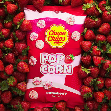 CHUPA CHUPS POP CORN STRAWBERRY FLAVOUR GR.90