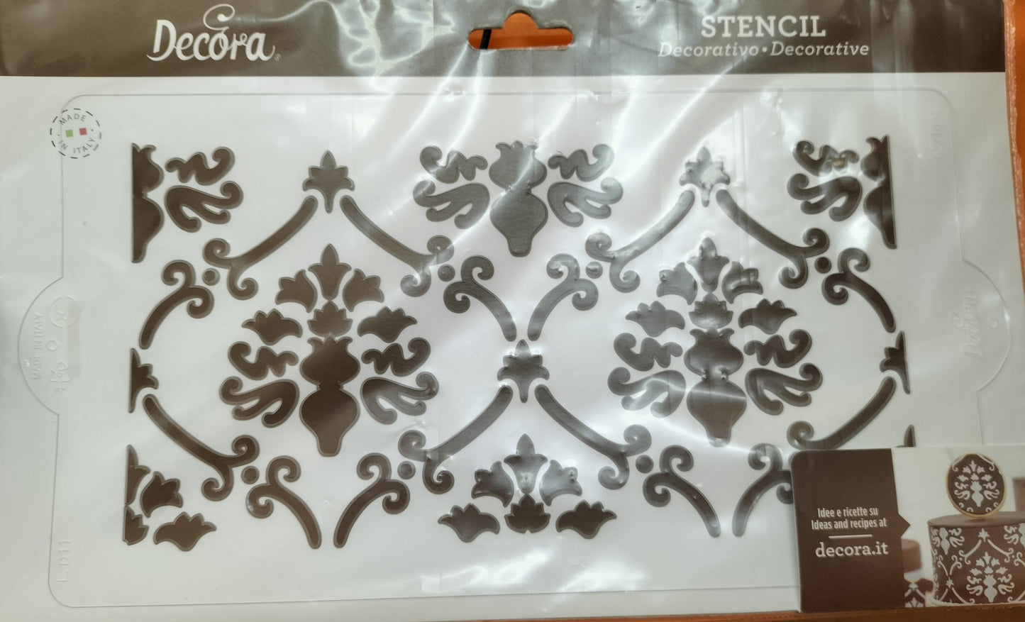 DECORA STENCIL DAMASCATO DECORATIVO PER TORTA MARRONE