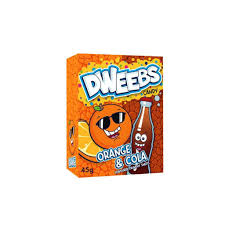 DWEEBS CANDY ORANGE & COLA FLAVOUR CRUNCHY SWEETS GR. 45