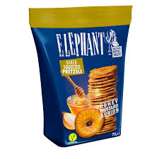 ELEPHANT HONEY MUSTARD & ONION BAKED SQUEEZED PRETZEL  VEGANO - GR. 80