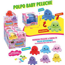 JOYGUM PORTACHIAVI POLPO BABY PELUCHE REVERSIBILE CON CARAMELLE