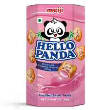 MEIJI HELLO PANDA BISCUIT FILLED STRAWBERRY CREAM GR. 42