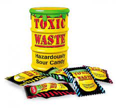 TOXIC WASTE YELLOW HAZARDOUSLY SOUR CANDY GR. 42