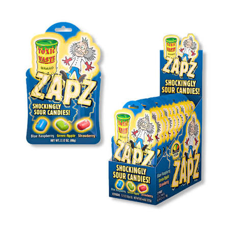 TOXIC WASTE ZAPZ SOUR CANDIES 3 GUSTI HALAL GR. 60