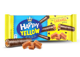 HAPPY YELLOW WAFER ROLL AL CIOCCOLATO RIPIENO DI CARAMELLO GR. 120
