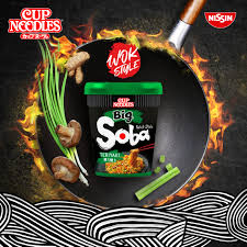 NISSIN CUP NOODLES BIG SOBA JAPANESE CLASSIC WOK STYLE PRONTI IN 3 MINUTI GR. 113